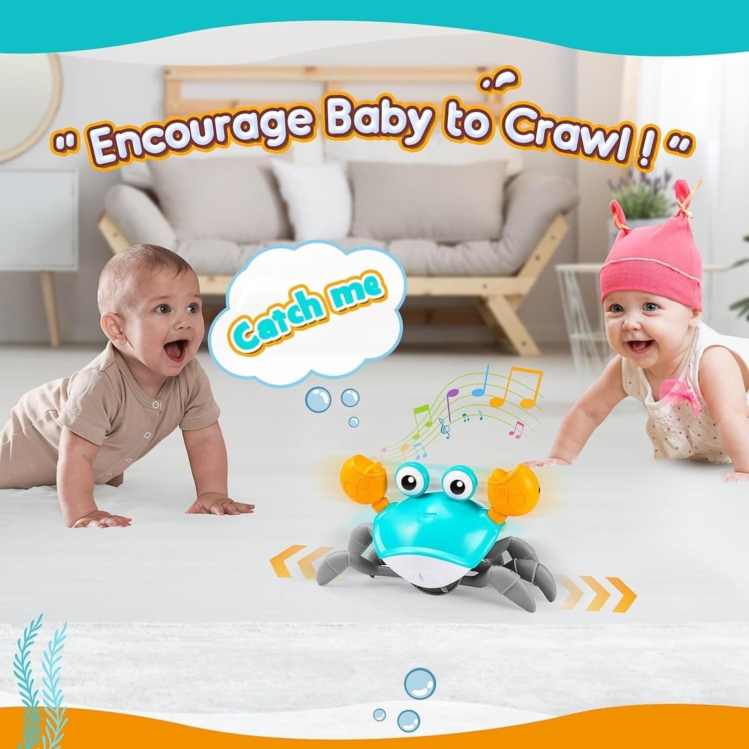 Toyzey Granchio Che Cammina, Giocattoli Bambini 1 Anno Neonato 3-6-9 Mesi - 7