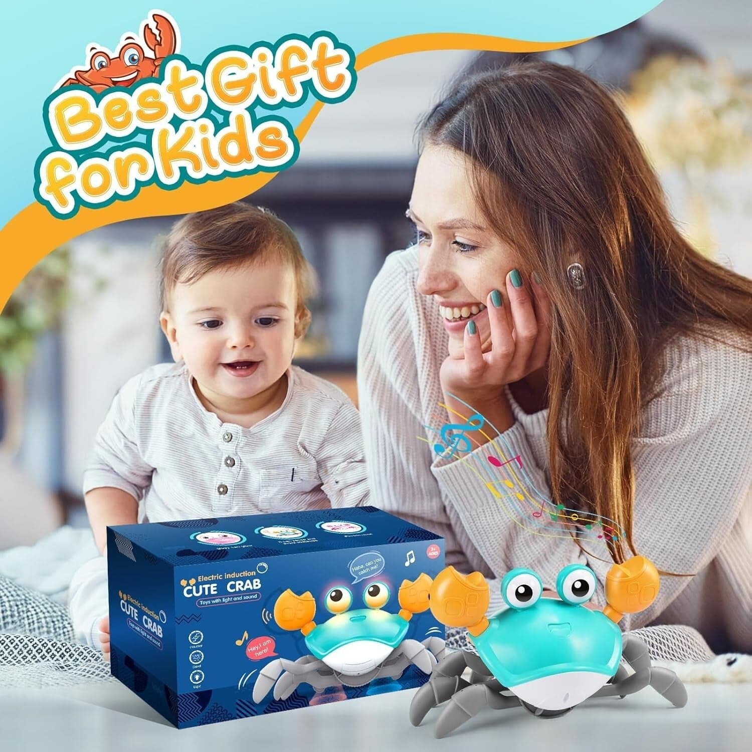 Toyzey Granchio Che Cammina, Giocattoli Bambini 1 Anno Neonato 3-6-9 Mesi - 8