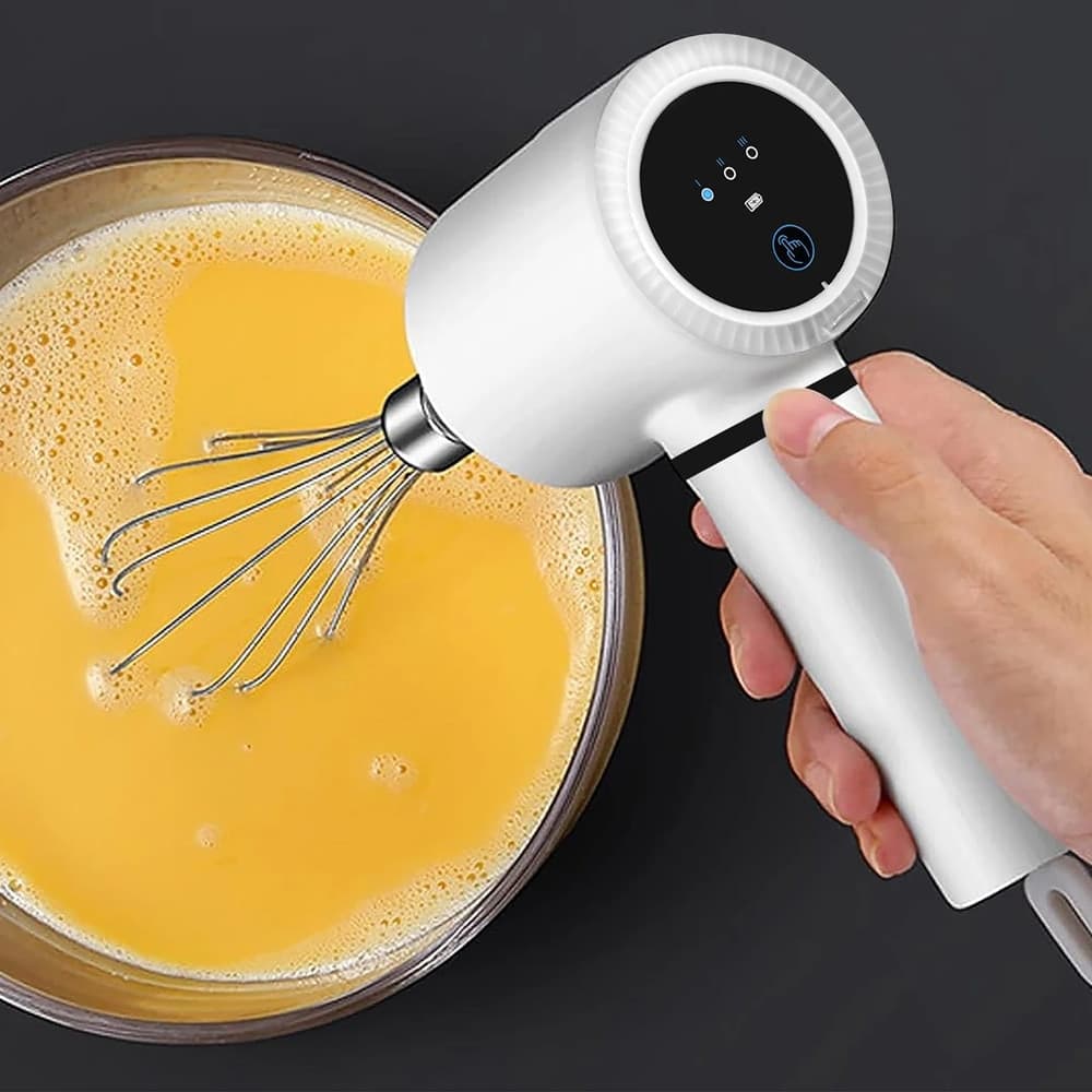 SBATTITORE ELETTRICO RICARICABILE USB 20W 3 VELOCITÀ DESIGN CORDLESS CON FRUSTE IN ACCIAIO - 4