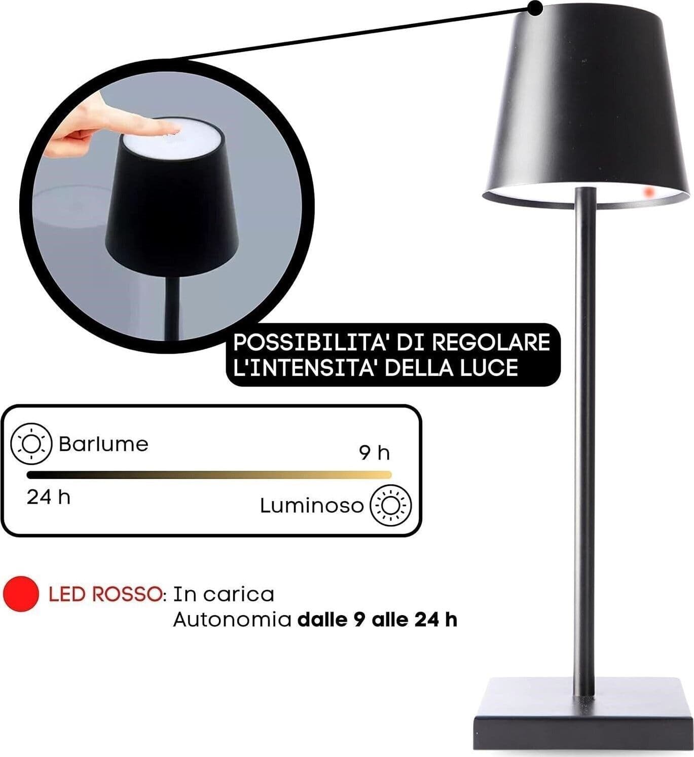 Lampada da Tavolo Senza Fili Ricaricabile da Comodino o Scrivania con Presa USB in Lampade da tavolo e abat-jour CL Store - Battipaglia, commercioVirtuoso.it