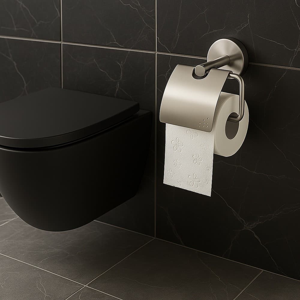 PORTA ROTOLO PER CARTA IGIENICA IN ACCIAIO SATINATO ACCESSORI ARREDO BAGNO 87909 - 5