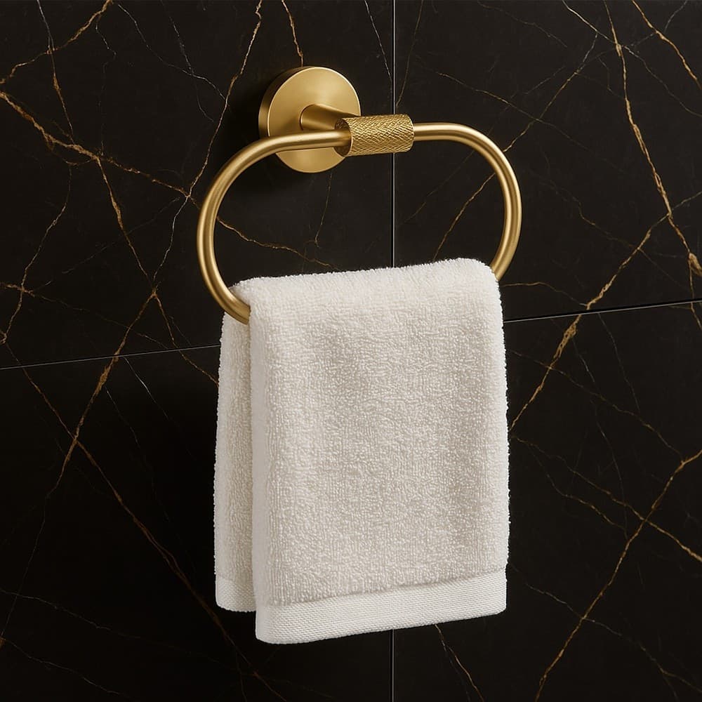 PORTA ASCIUGAMANI AD ANELLO IN ACCIAIO ORO ACCESSORIO DA BAGNO PORTASCIUGAMANO 87932 - 3