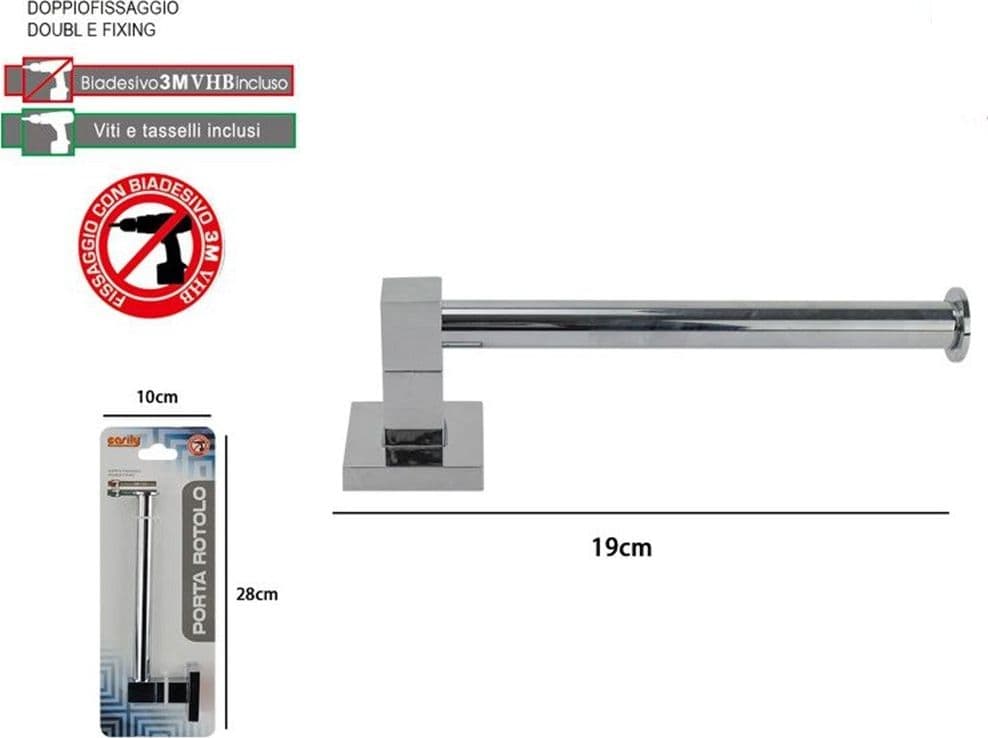 PORTA ROTOLO CARTA IGIENICA DA MURO ACCIAIO FISSAGGIO CON O SENZA VITI ARREDO BAGNO 59181 - 4