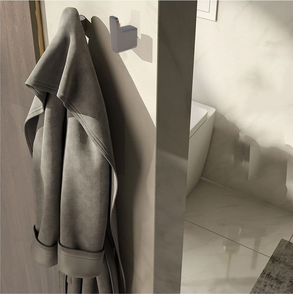 APPENDINO GANCIO PER ACCAPPATOIO ASCIUGAMANO STILIZZATO ACCIAIO GRIGIO FUMÈ BAGNO 87936 - 3