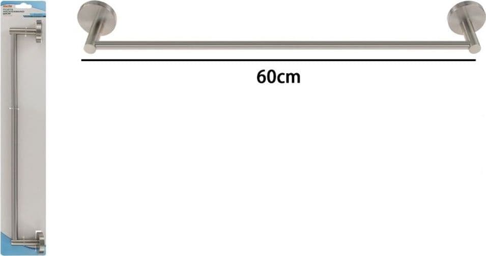 PORTA ASCIUGAMANI LUNGO DA 60 CM IN ACCIAIO SATINATO ACCESSORIO ARREDO BAGNO 87912 - 5