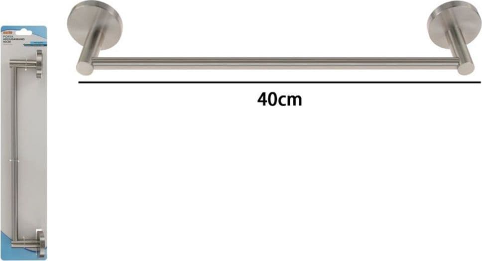 PORTA ASCIUGAMANI LUNGO DA 40 CM IN ACCIAIO SATINATO ACCESSORIO ARREDO BAGNO 87911 - 5