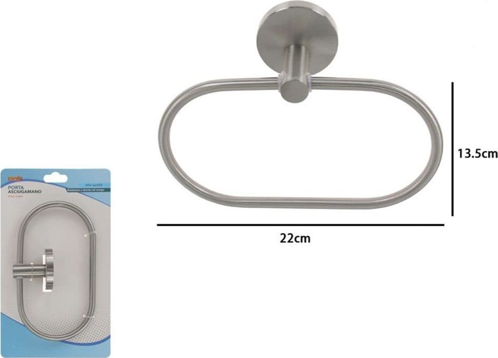 PORTA ASCIUGAMANI AD ANELLO IN ACCIAIO SATINATO ACCESSORI DA BAGNO PORTASCIUGAMANO 87910 - 4