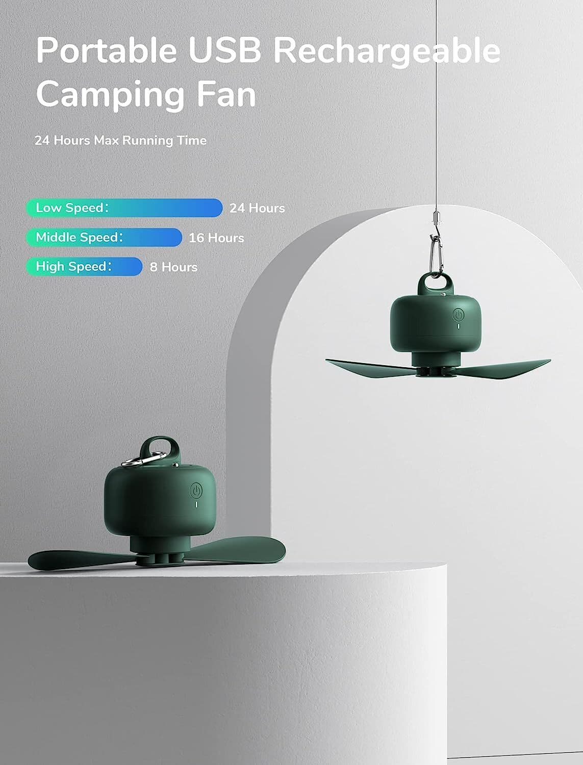 JISULIFE Ventilatore da campeggio 8000mAh Funzionamento a batteria, ricaricabile - 3
