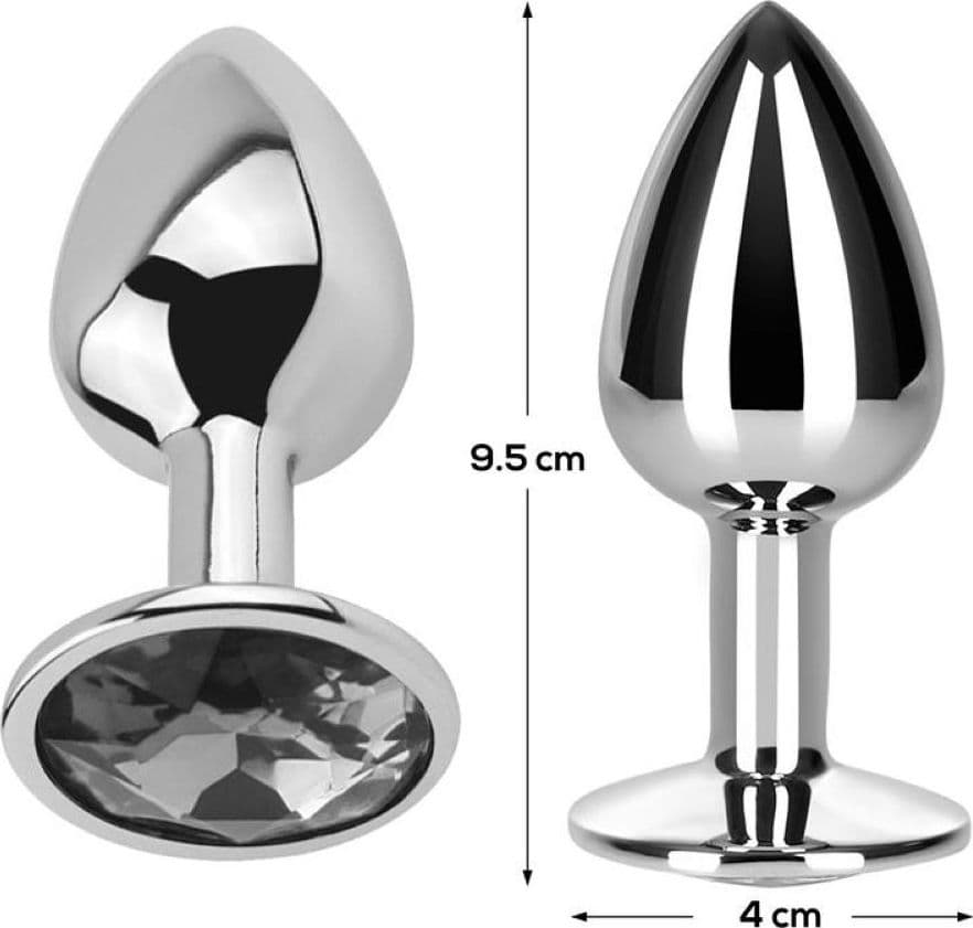 Afterdark Plug Anale in Metallo Taglia L con Gemma Bianca - 3