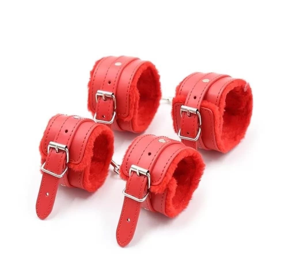 Kit Bondage BDSM Set da 10 Colore Rosso - 7
