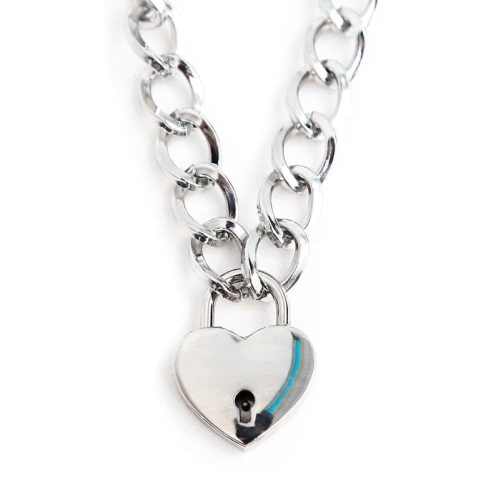 Collana con lucchetto in metallo con cuore - 3