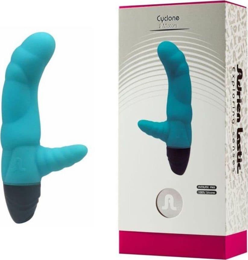 Vibratore Rabbit Azzurro ADRIEN LASTIC VIBE CYCLONE in Silicone - 3