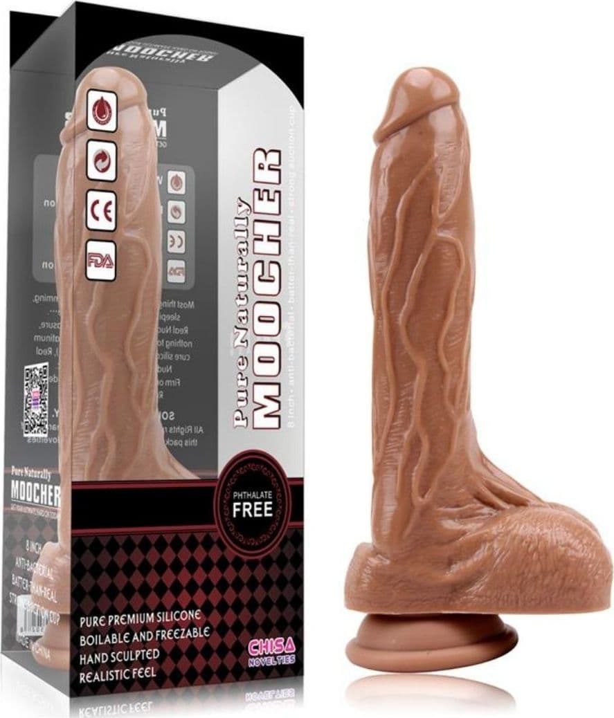 Dildo realistico marrone liquid silicone Moocher 21 cm - 4