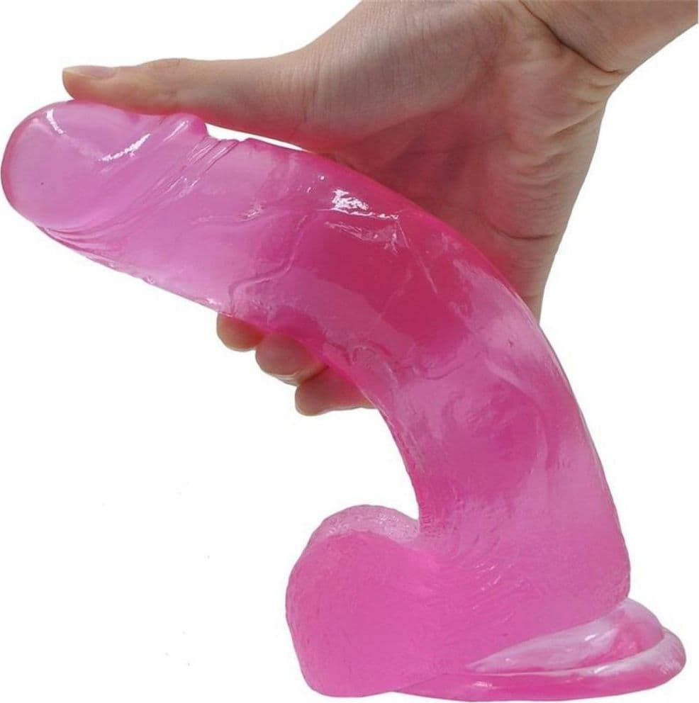 Dildo rosa con ventosa JELLY STUDS LARGE PINK 20 cm - 2