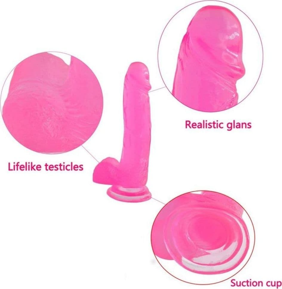 Dildo rosa con ventosa JELLY STUDS LARGE PINK 20 cm