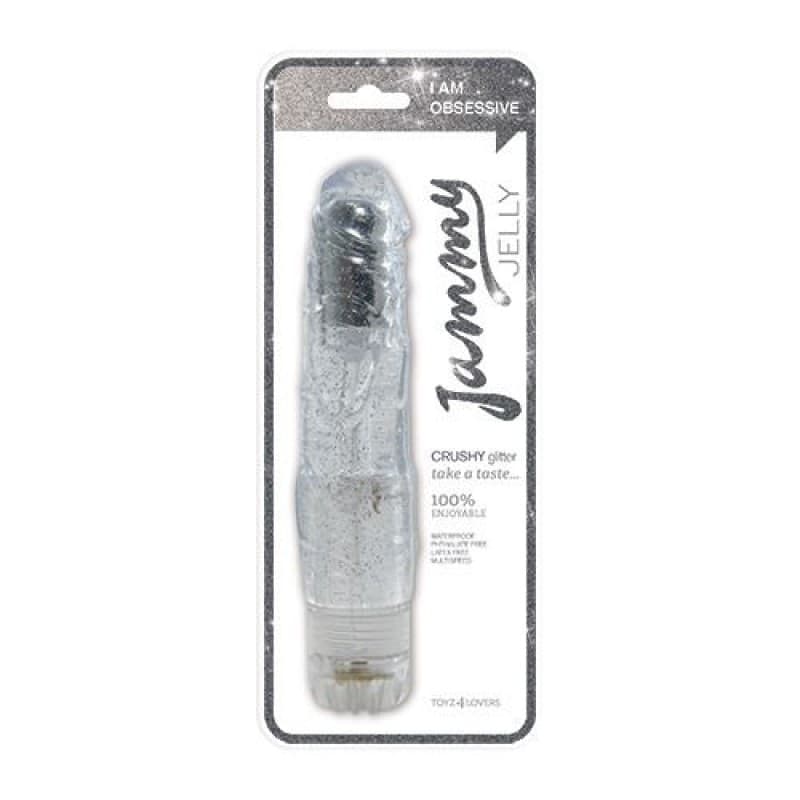 Vibratore realistico Jammy Jelly Glitter Crushy Clear 19 cm - 3