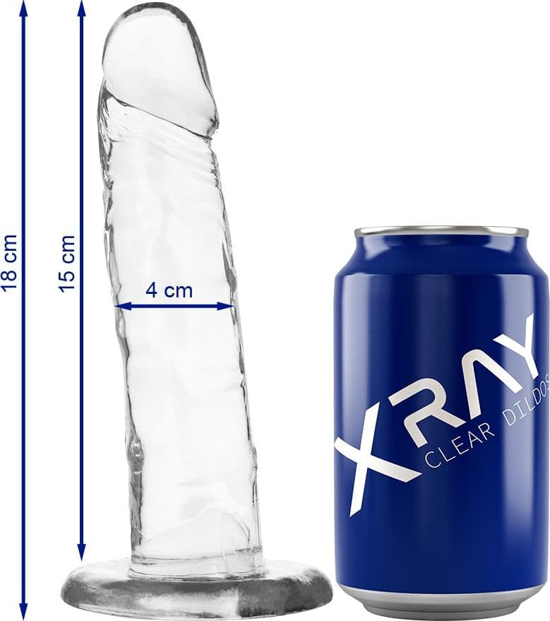 Dildo crystal trasparente a ventosa in Jelly XRay Clear 18cm - 4