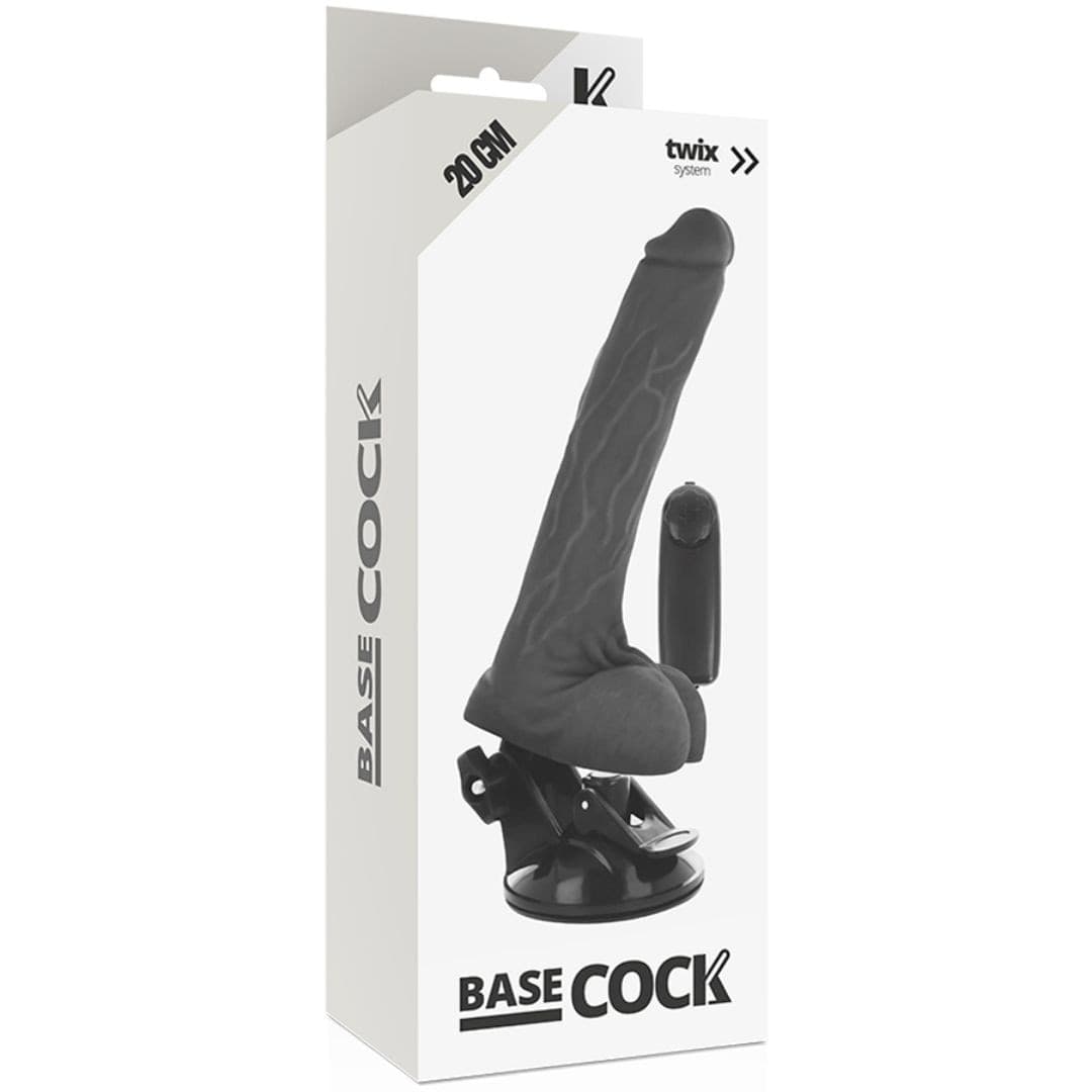 Vibratore dildo indossabile nero con telecomando BaseCock 20cm - 3