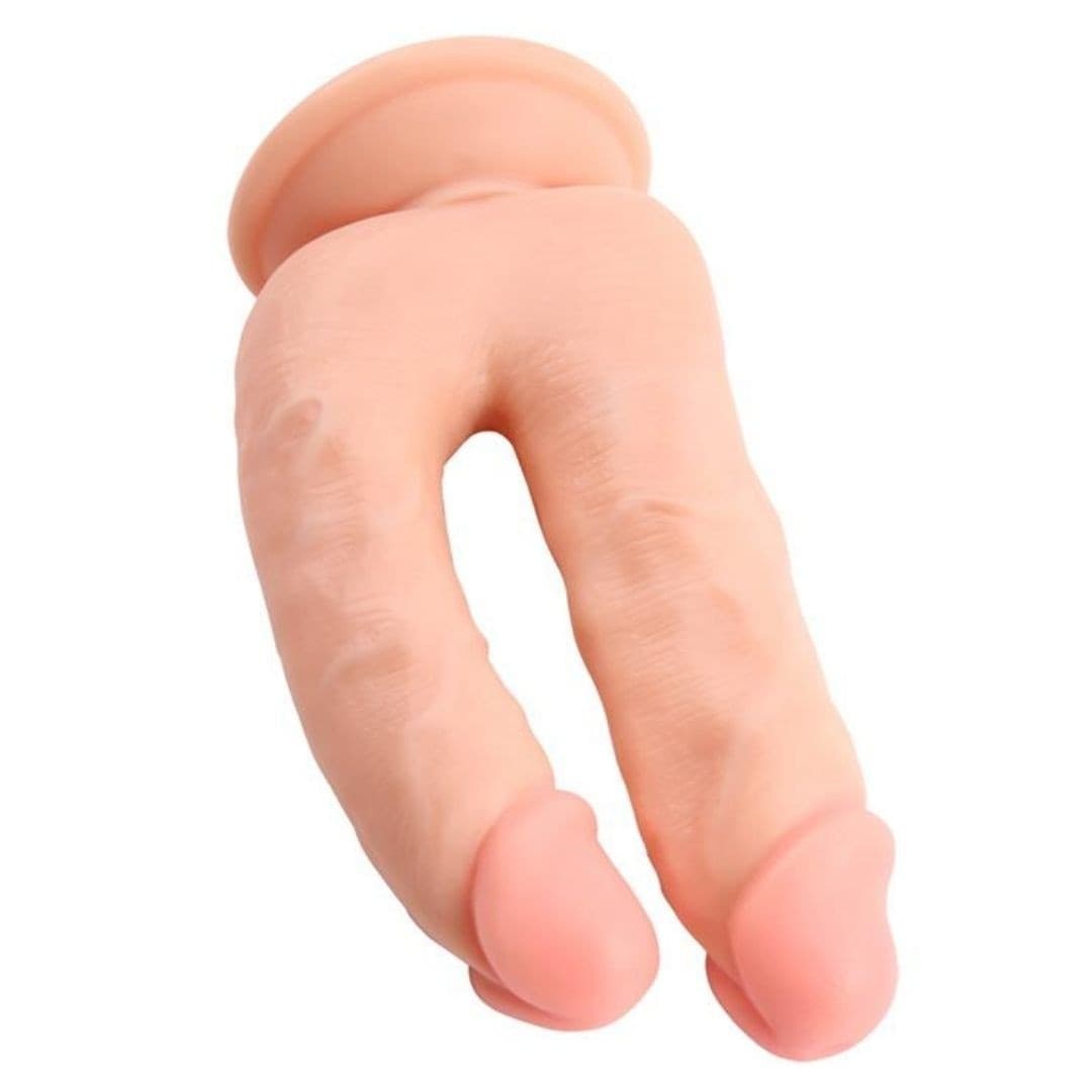 Doppio dildo strap-on con ventosa Bromeo Flesh 6.3" 18 cm - 3