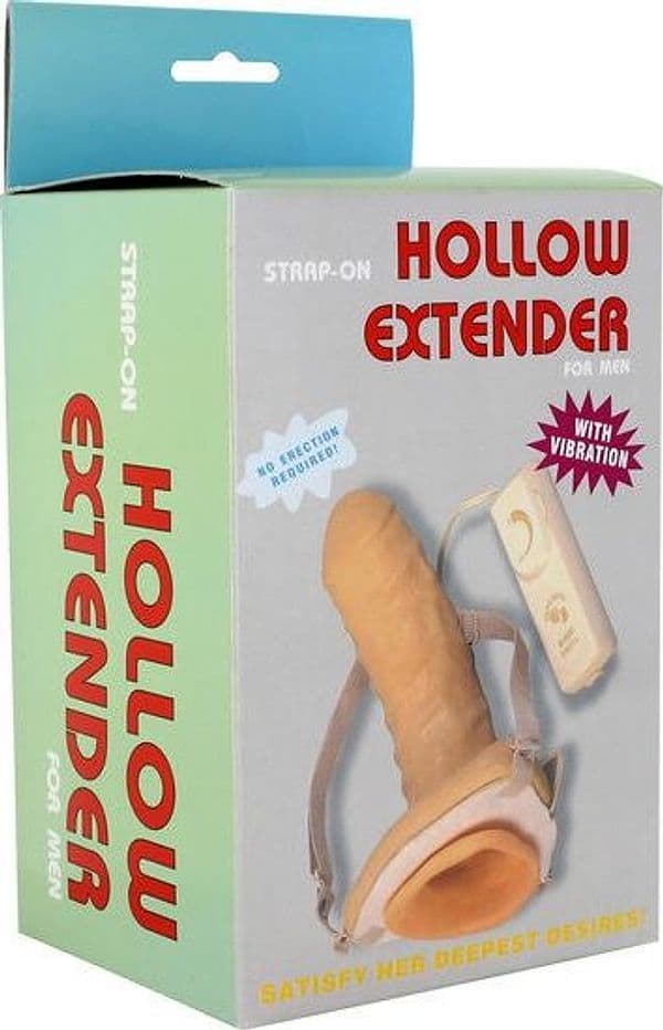 Dildo strapon cavo indossabile vibrante con imbracatura 17 cm - 2