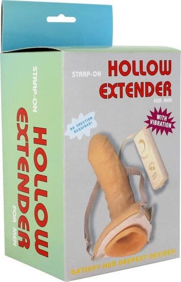 Dildo strapon cavo indossabile vibrante con imbracatura 17 cm - 2