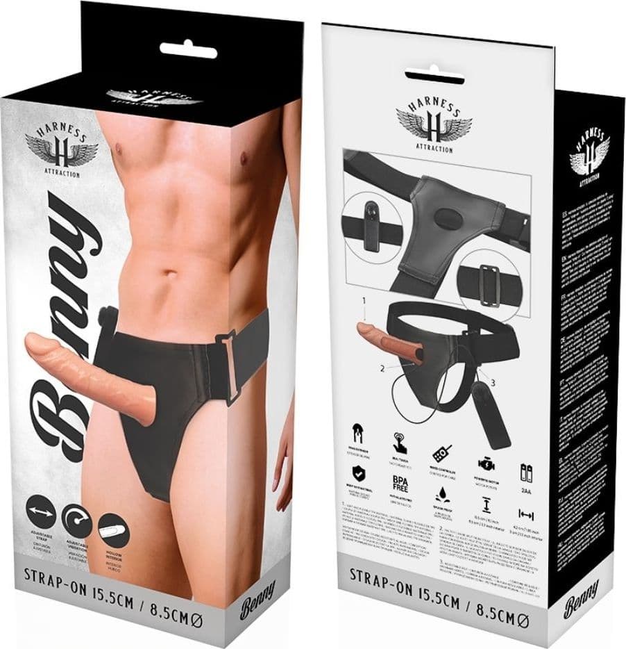 Dildo Strap-on Vibrante HARNESS ATTRACTION BENNY 15cm - 6