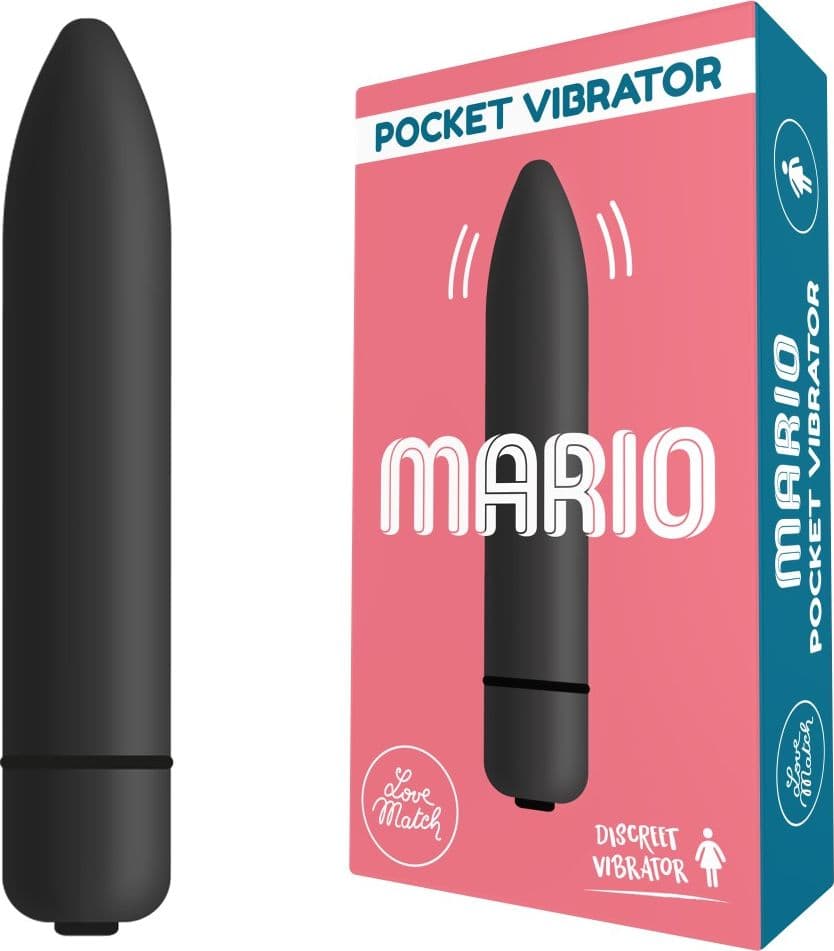 Mini vibratore classico nero Pocket Vibrator Mario Love Match - 3