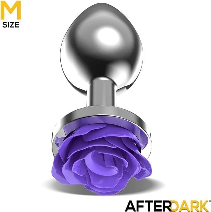Plug Anale in Metallo taglia M con Rosa Viola - 2
