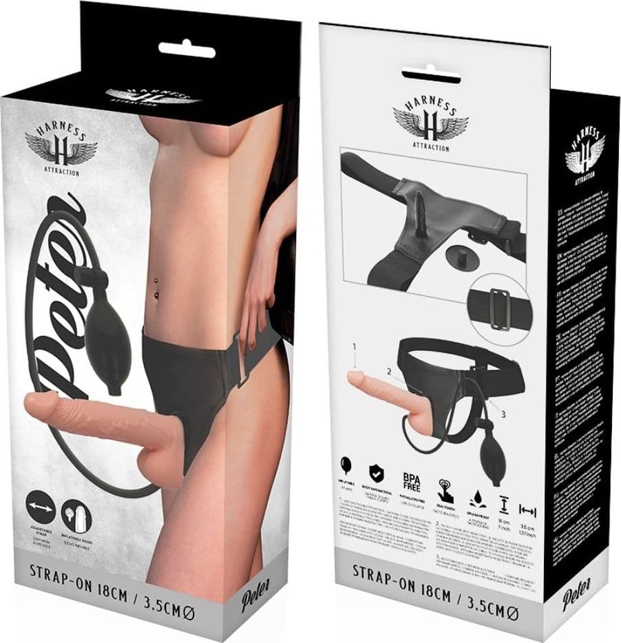 Dildo gonfiabile Strap-on HARNESS ATTRACTION PETER 18cm - 6