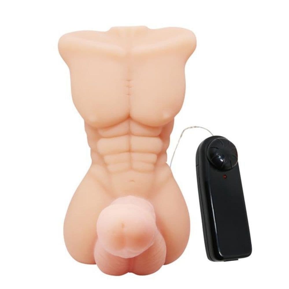 Masturbatore mezzo busto uomo con Dildo Vibrante BIGGER MAN 19cm - 3