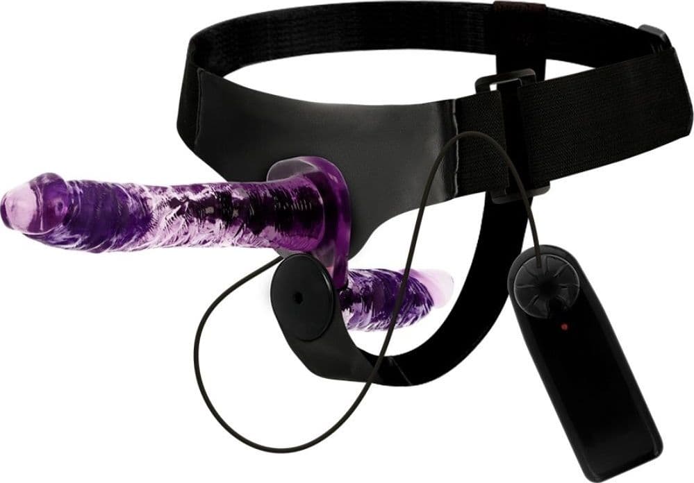 Dildo doppio vibrante viola Strap-on HARNESS ATTRACTION RODNEY 18cm - 4