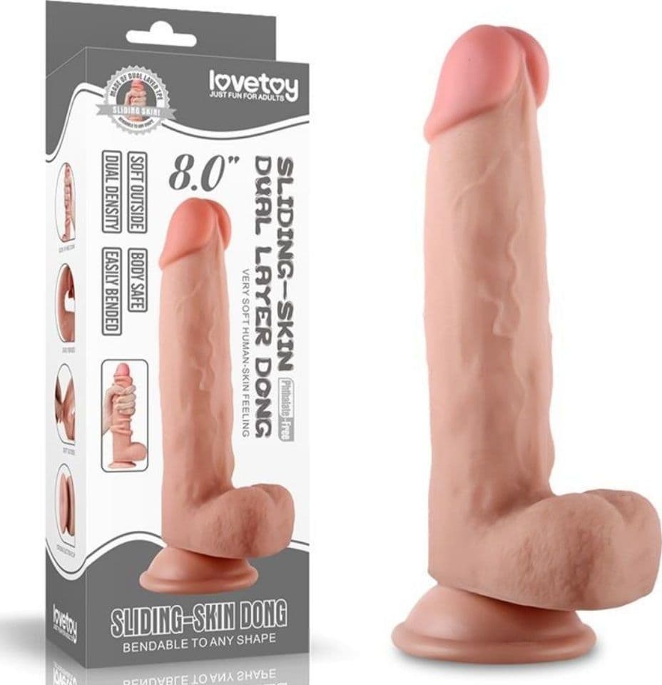 Dildo Realistico Scorrevole Doppio Strato 20 cm - 5