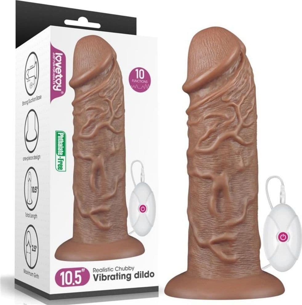 Dildo Realistico Marrone con Vibrazione KING XXL 26,6 cm - 7