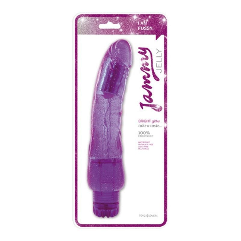 Vibratore realistico Jammy Jelly Bright Glitter Purple 24 cm - 2
