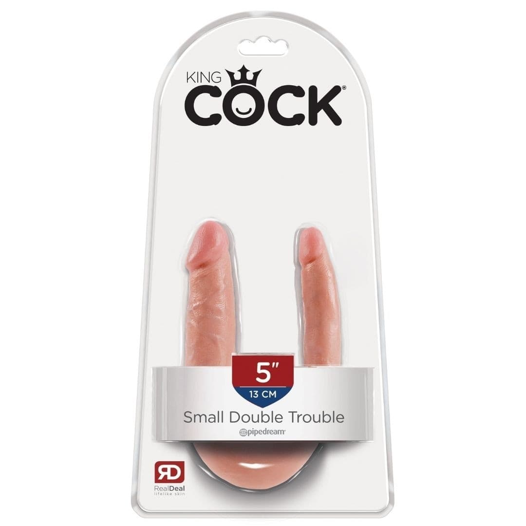 King Cock Small Double Trouble doppio dildo di Pipedream 13cm - 4