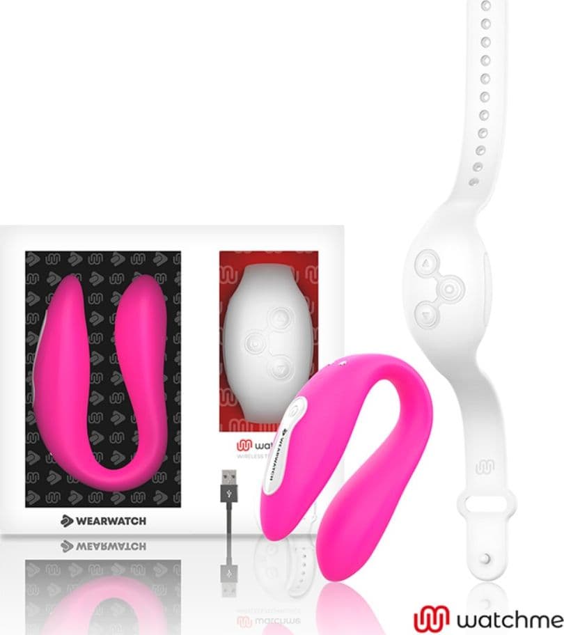 Doppio Vibratore di coppia con orologio telecomando Watchme Fucsia Bianco - 4