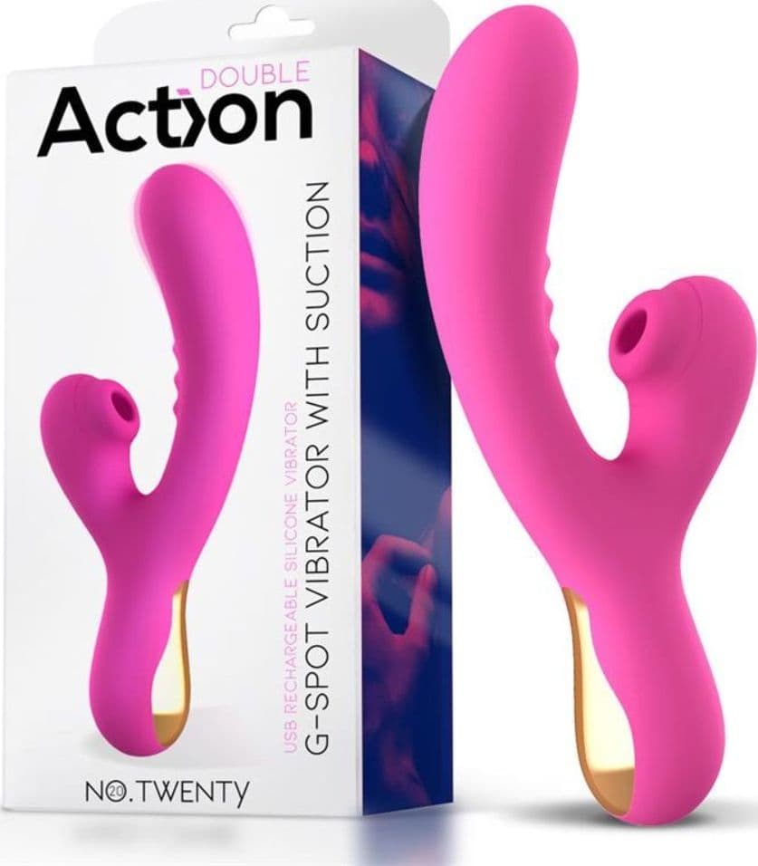 Vibratore Rabbit doppio silicone FUCSIA 22,2 cm ACTION NO.TWENTY - 4