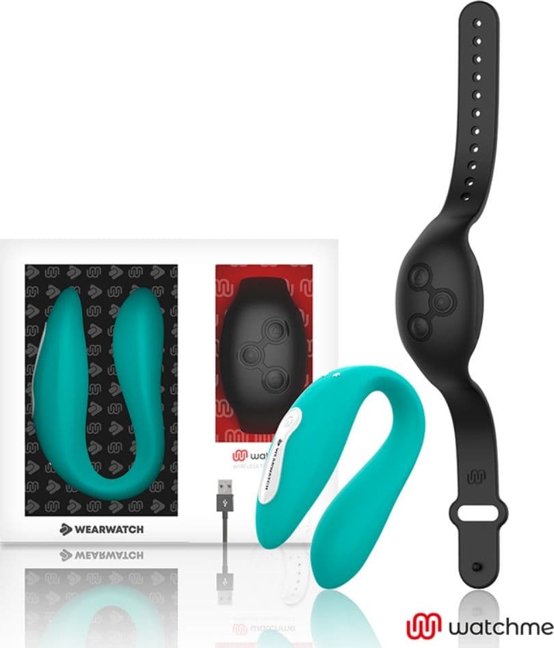 Vibratore di coppia con controllo remoto Watchme Acqua Marina Nero - 4