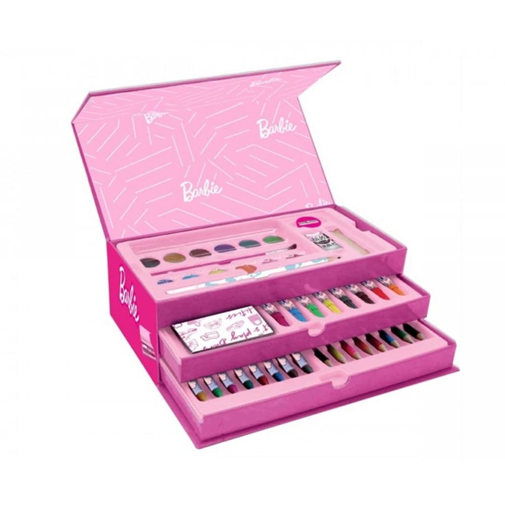 SET DA COLORARE VALIGETTA CON COLORI BAMBINE BARBIE CASSETTI KIT DISEGNO PITTURA 605641A - 3