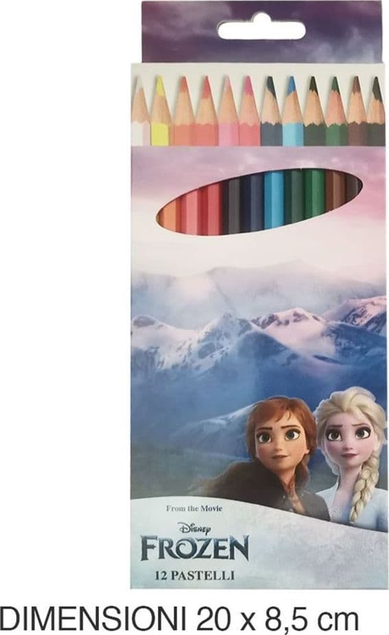 SET 12 PASTELLI MATITE COLORATE COLORI FROZEN DISEGNO SCUOLA BAMBINE CANCELLERIA 953452 - 2