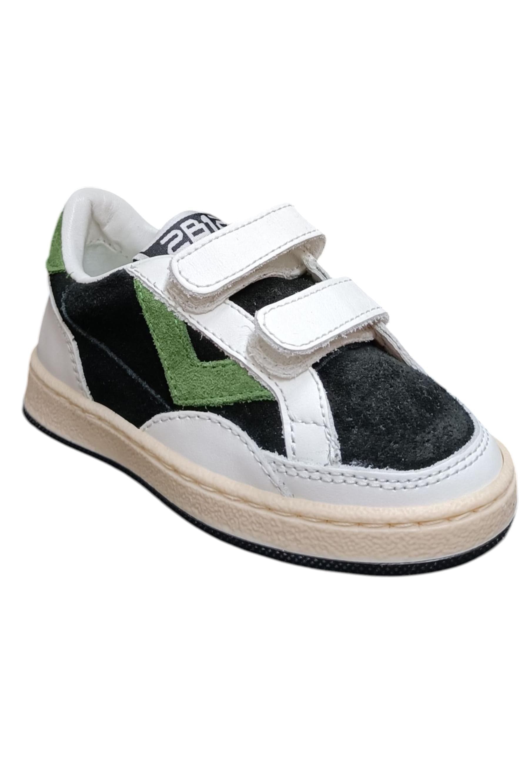 Scarpe sneakers Bambine e ragazze 2B12 BABYMINI PLAY bianco-nero-verdone velcro in Ballerine Scarpetteria Gica - Trani, commercioVirtuoso.it