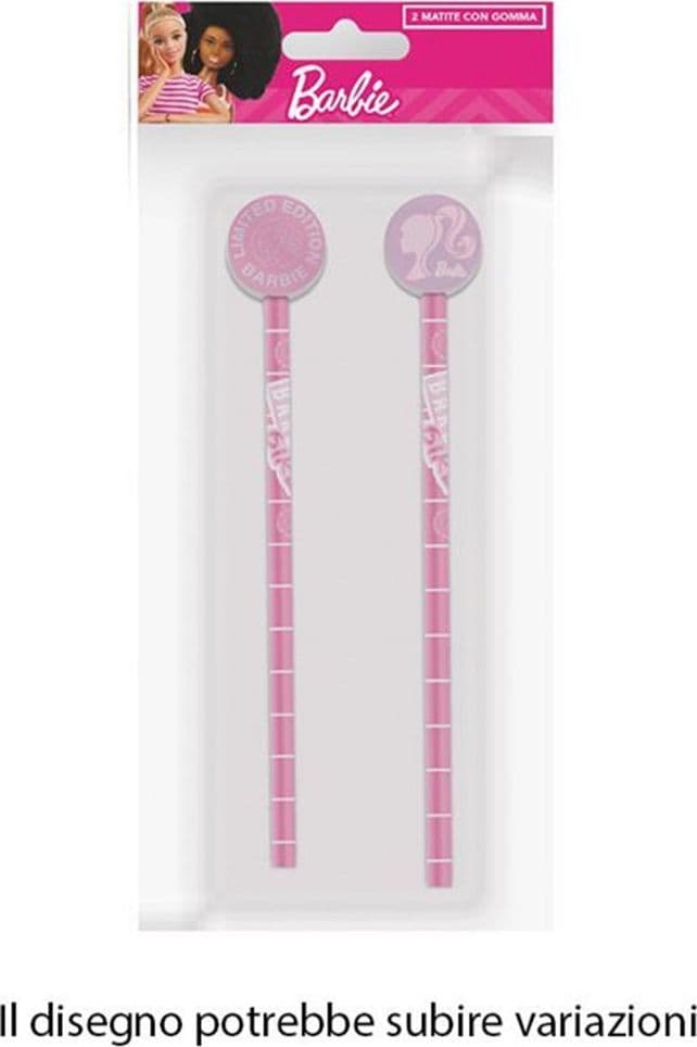 KIT 2PZ MATITE CON GOMMA ROTONDA GRAFICA BARBIE PER DISEGNO SCUOLA BAMBINE 960740 - 2