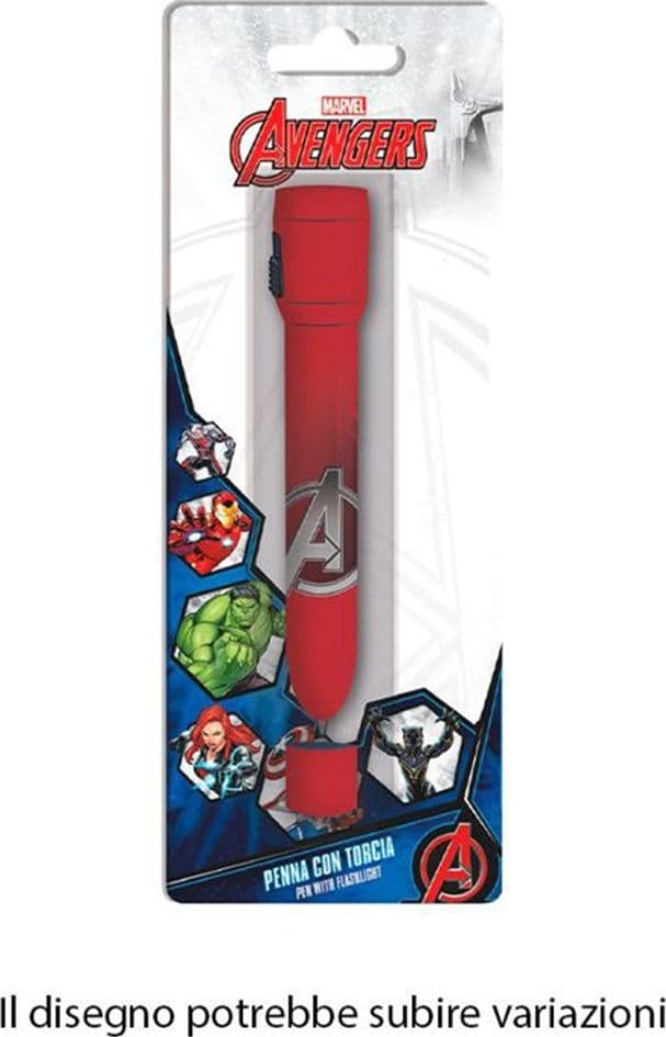 PENNA CON TORCIA GRAFICA AVENGERS ACCESSORI PER SCUOLA REGALO FESTE BAMBINI 953124 - 2