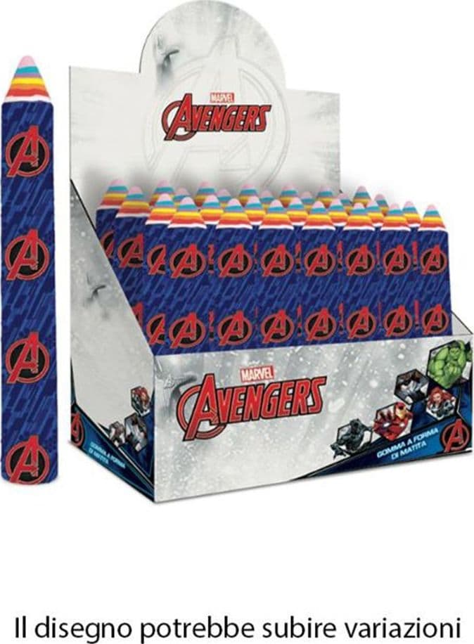 SET 24PZ GOMMA PER CANCELLARE A FORMA DI MATITA GIGANTE AVENGERS REGALO BAMBINI 960931 - 2