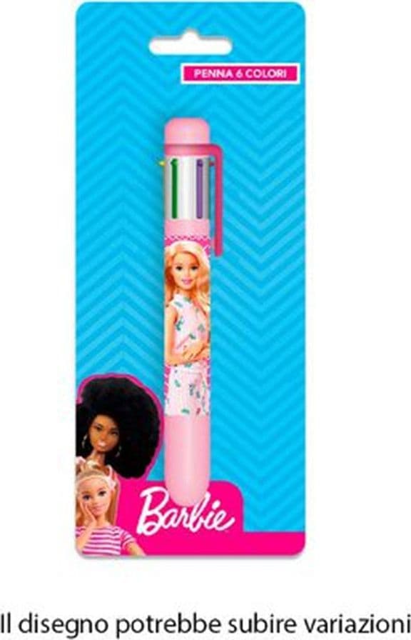 PENNA CON 6 COLORI BARBIE ACCESSORIO SCUOLA REGALO CANCELLERIA PER BAMBINE 961693 - 2
