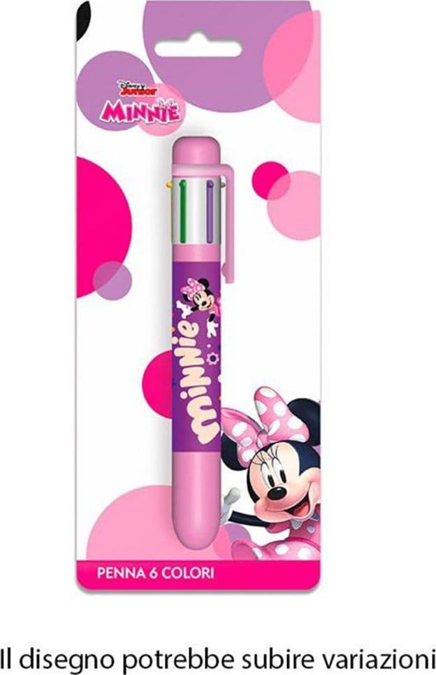 PENNA CON 6 COLORI MINNIE ACCESSORIO SCUOLA REGALO CANCELLERIA PER BAMBINE 961723 - 2