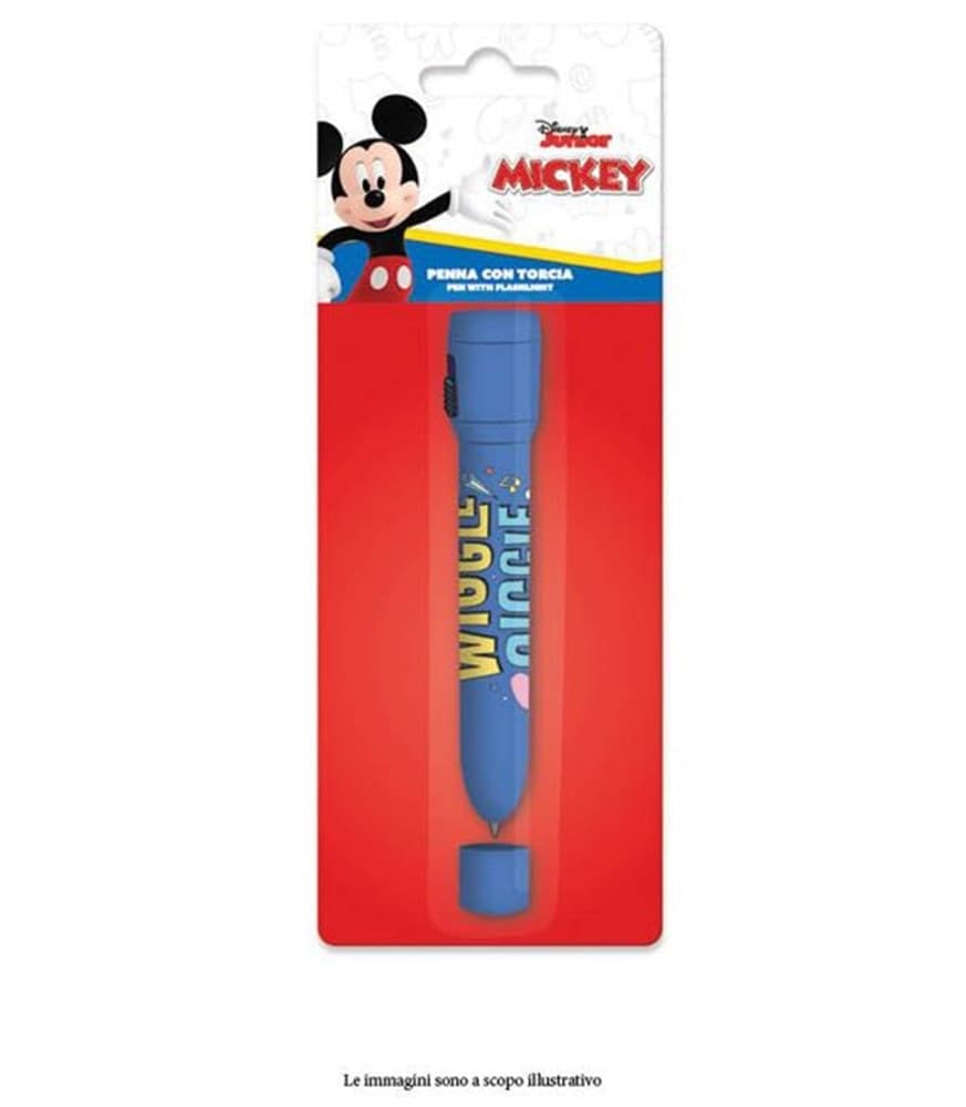 PENNA CON TORCIA GRAFICA TOPOLINO ACCESSORI PER SCUOLA REGALO FESTE BAMBINI 953131 - 2