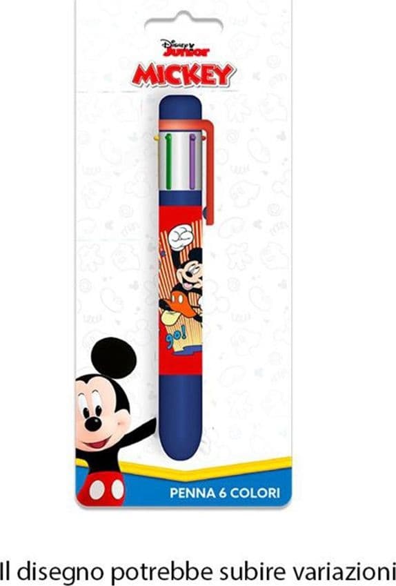 PENNA CON 6 COLORI TOPOLINO ACCESSORIO SCUOLA REGALO CANCELLERIA PER BAMBINI 961716 - 2