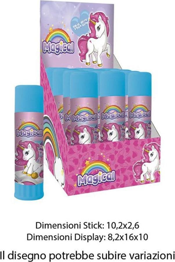 SET 12 PZ COLLA STICK DA 25GR GRAFICA UNICORNO PER SCUOLA REGALI FESTE BAMBINE 738936 - 2