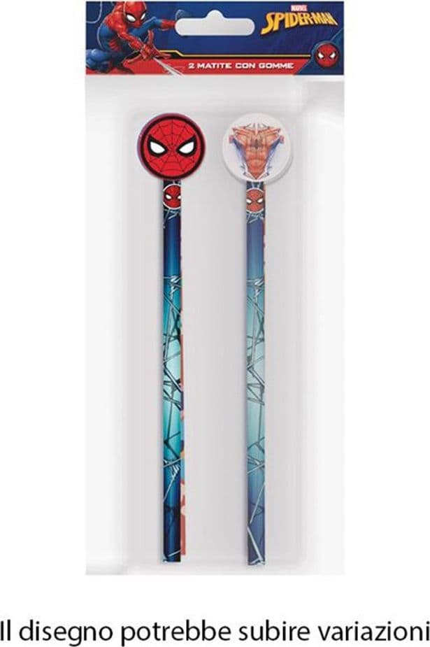 KIT 2PZ MATITE CON GOMMA ROTONDA GRAFICA SPIDERMAN PER DISEGNO SCUOLA BAMBINI 960795 - 2